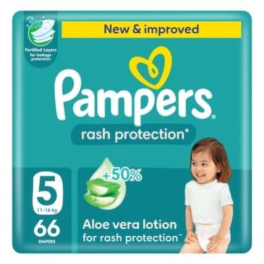 Pampers Rash Protection Diapers Size 5 (11–16 Kg) 66s